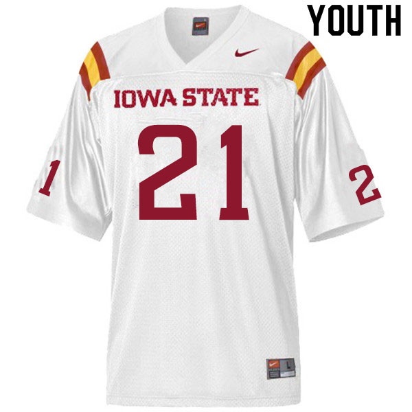 Youth #21 Cole Pedersen Iowa State Cyclones College Football Jerseys Sale-White - Click Image to Close